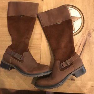 Brown with suede boots